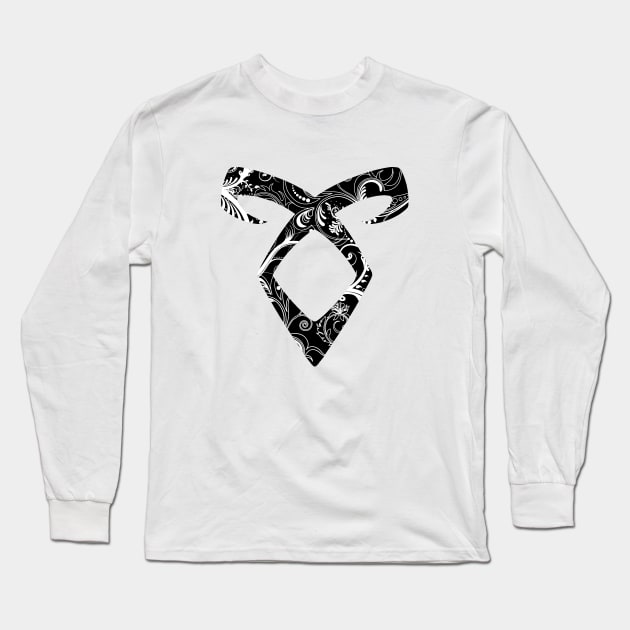 Shadowhunters rune - Angelic power rune (floral decorations - solid shape) | Malec | Mundane | Parabatai | Alec, Magnus, Clary, Jace, Izzy Long Sleeve T-Shirt by Vane22april